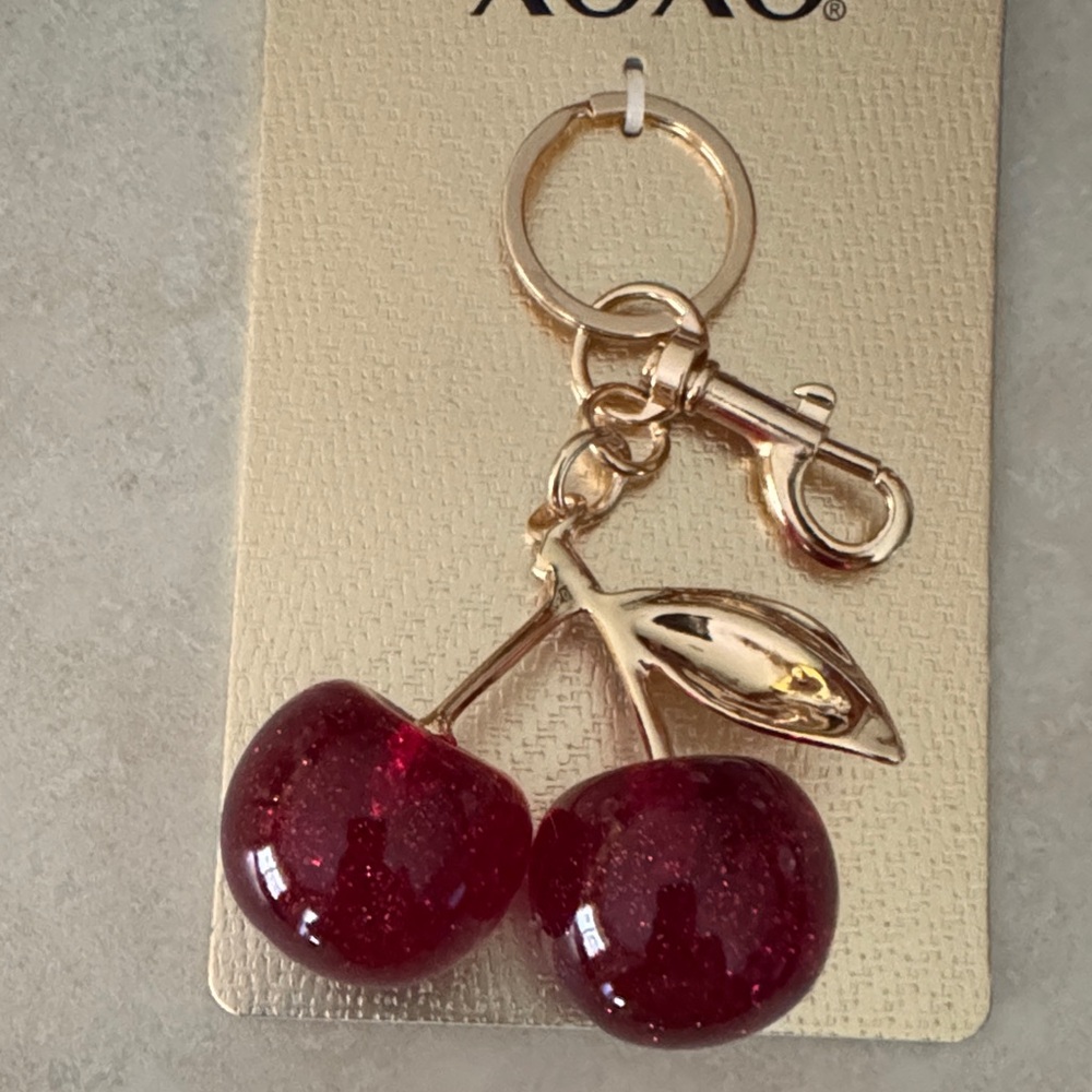 Cherry Keychain with Gold Finish New